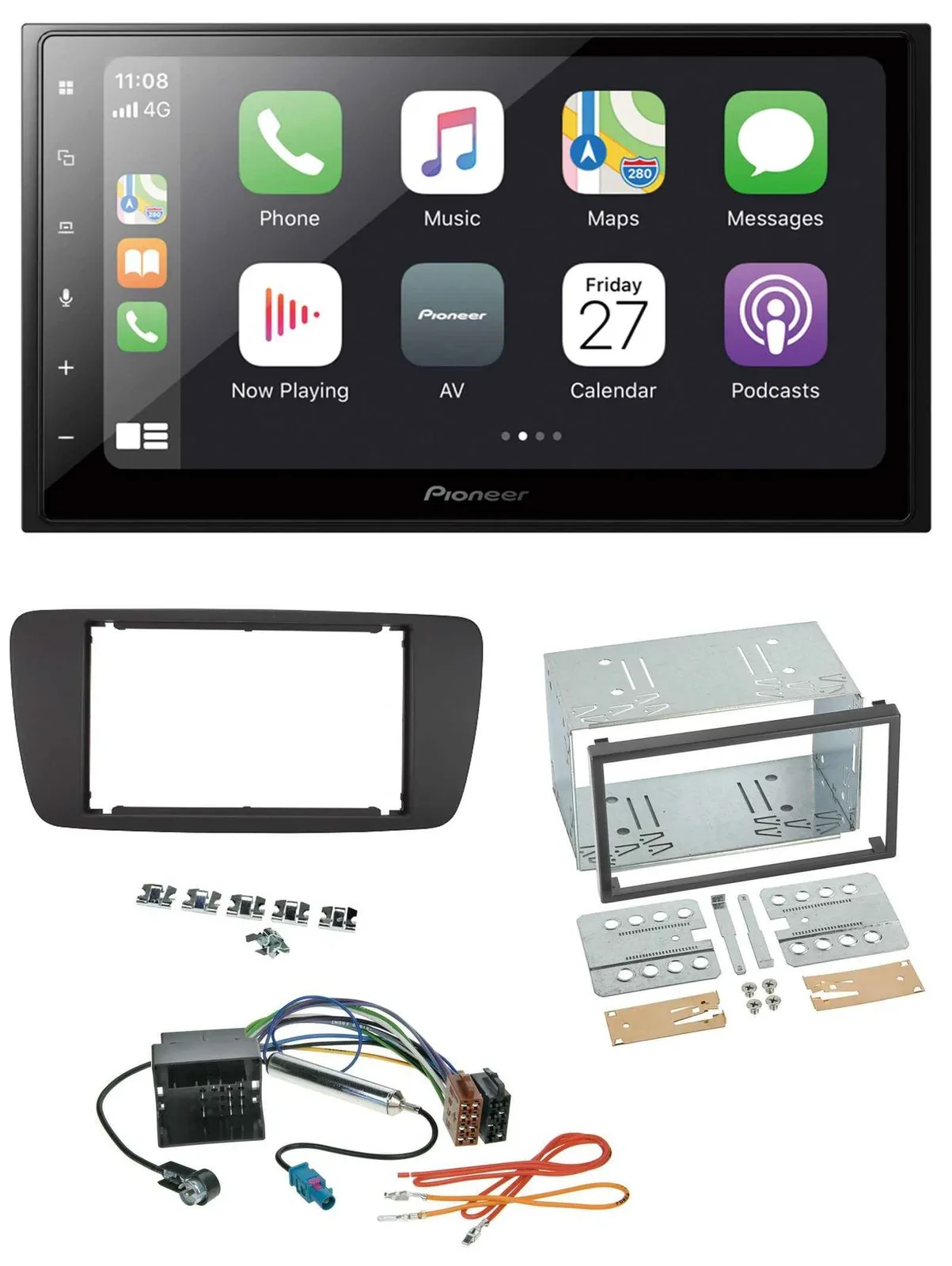 Pioneer MP3 Bluetooth DAB 2DIN USB Autoradio für Seat Ibiza ab 08 azabacheschwar