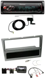 Pioneer Bluetooth DAB USB Lenkrad Autoradio für Opel Corsa C 00-04 aluminium