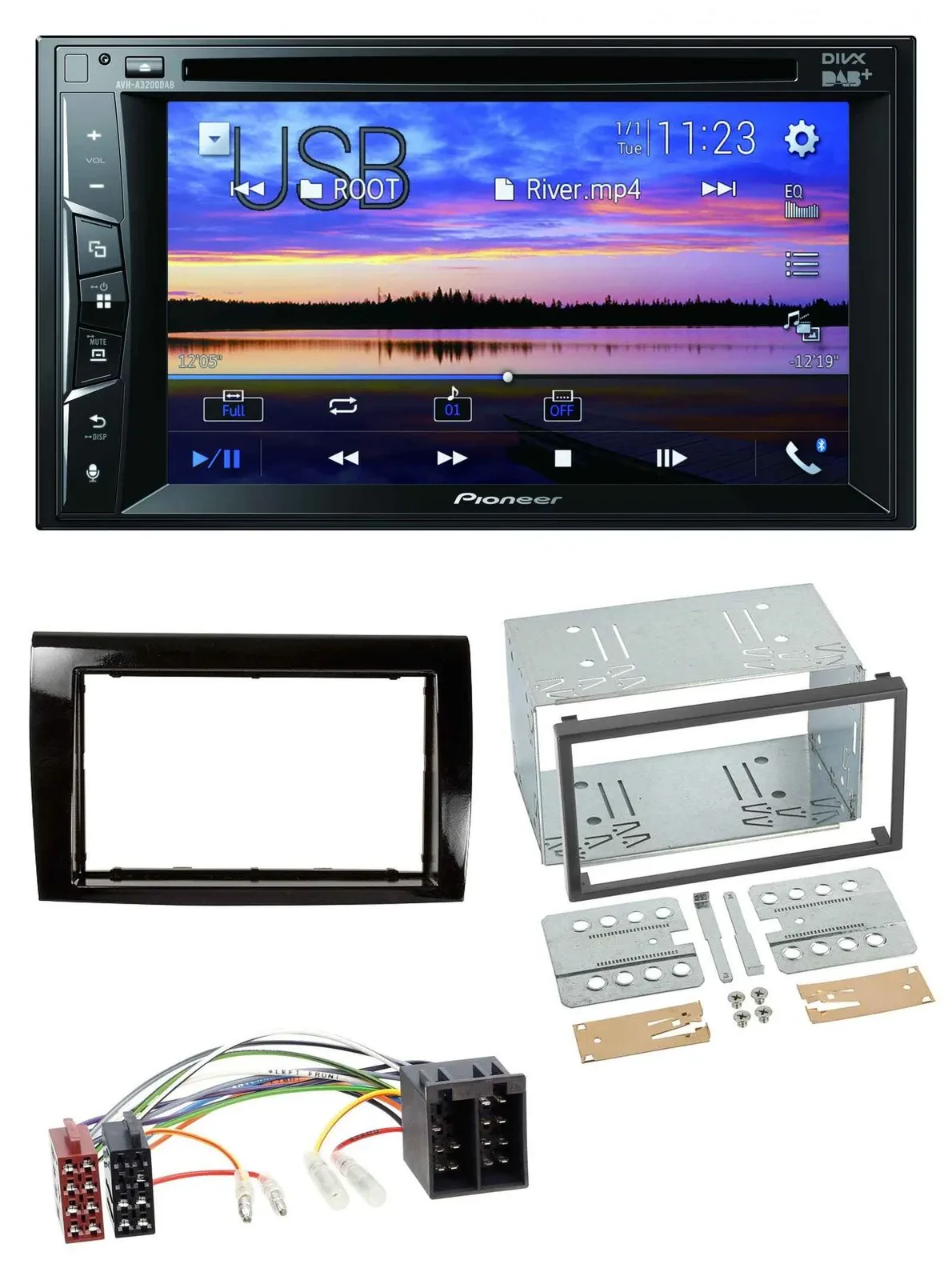 Автомагнитола Pioneer 2DIN Bluetooth USB DVD DAB MP3 для Fiat Bravo (с 2007)