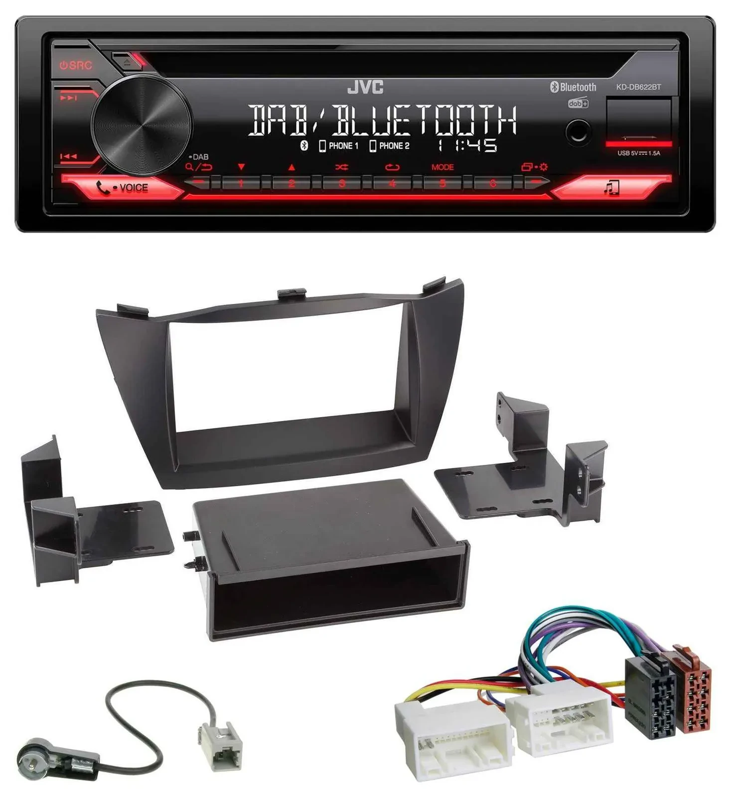 JVC CD DAB USB Bluetooth MP3 Autoradio für Hyundai ix35 (LM, 2010-2013)