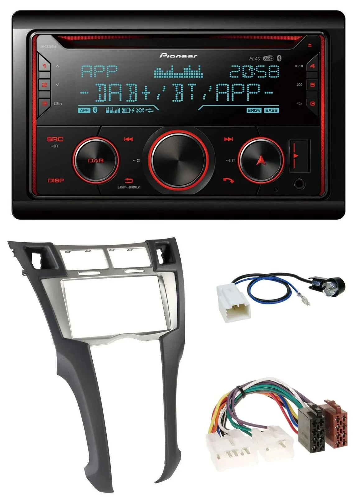 Автомагнитола для Toyota Yaris (2007–2011) Pioneer 2-DIN DAB, Bluetooth, USB, CD