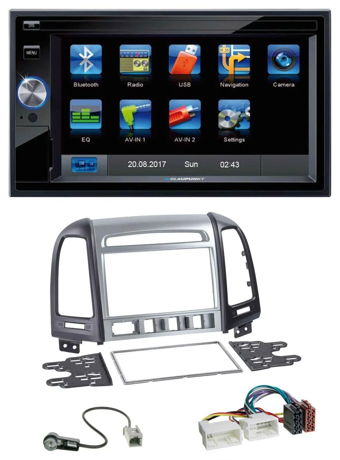 Blaupunkt SD Bluetooth 2DIN MP3 USB AUX Autoradio für Hyundai Santa Fe 4 Schalte