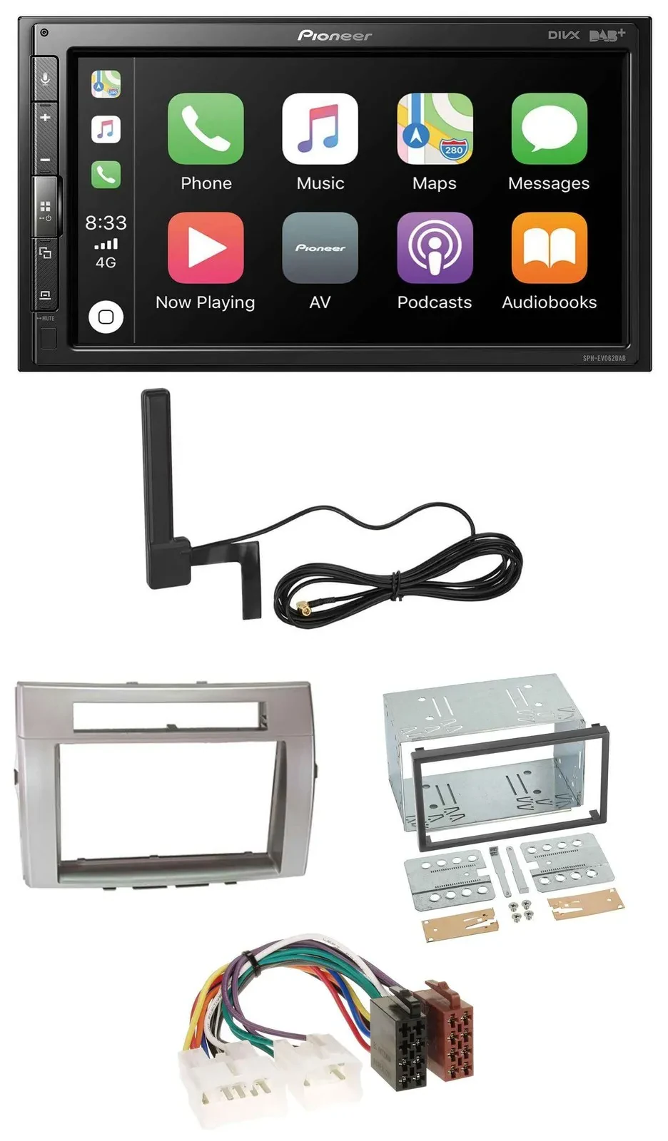 Pioneer USB 2DIN Bluetooth DAB MP3 Autoradio für Toyota Corolla Verso 04-09 silb