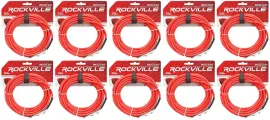 Инструментальный кабель Rockville RCGT20R Red 6.1 м (10 штук)