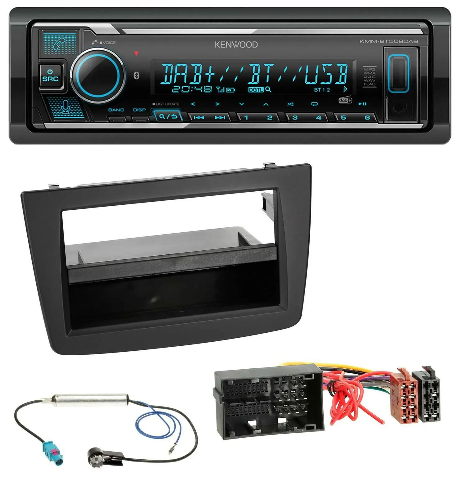 Kenwood Bluetooth MP3 DAB USB Autoradio für Alfa Romeo Mito 955 ab 14 schwarz