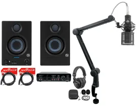 2) Presonus Eris 3.5BT 3.5" Studio Monitors+Interface+Mic+Headphones+Boom Arm