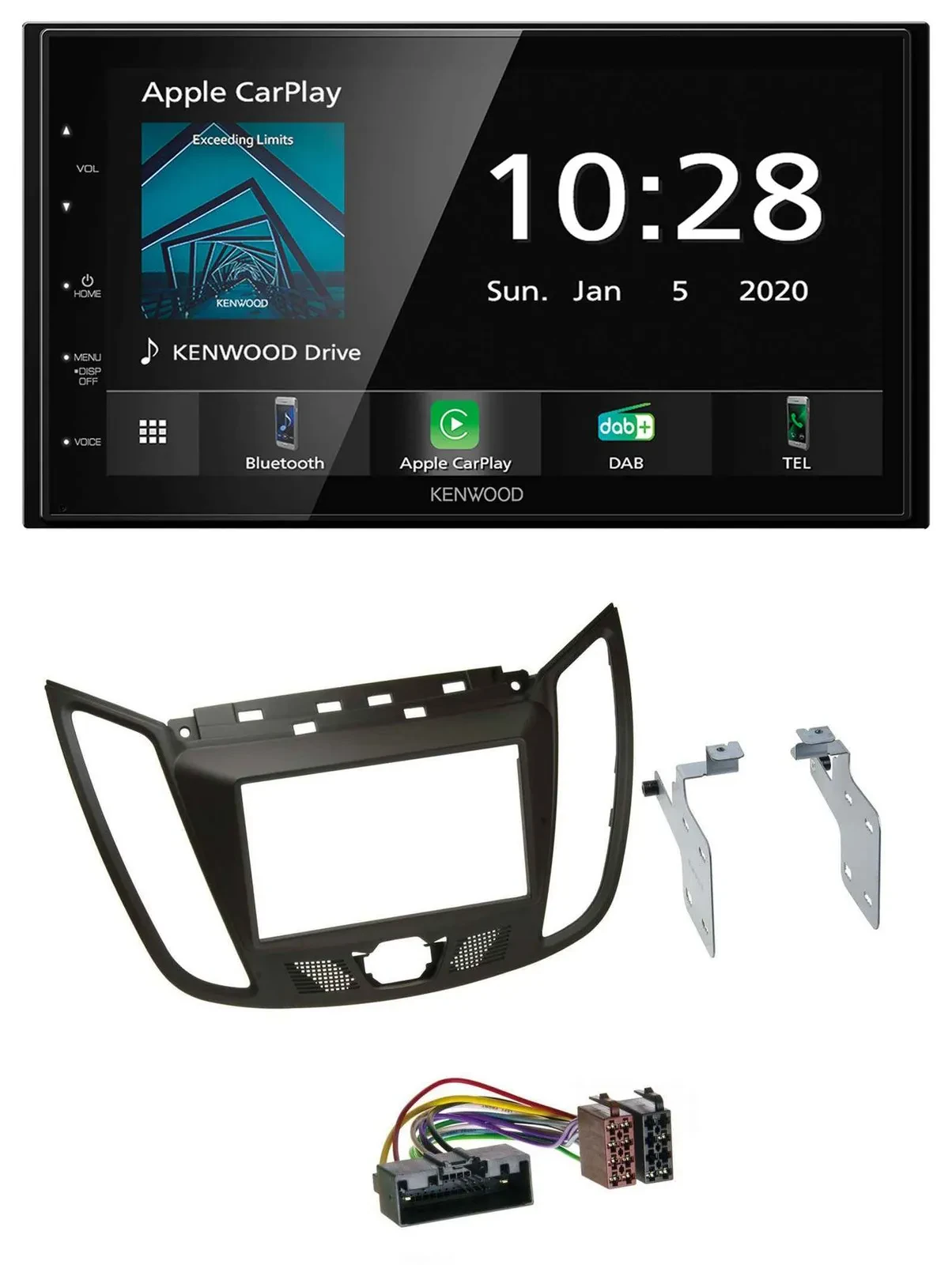 Автомагнитола Kenwood 2DIN Bluetooth, DAB, USB, MP3 для Ford C-Max (с 2010), коричневый