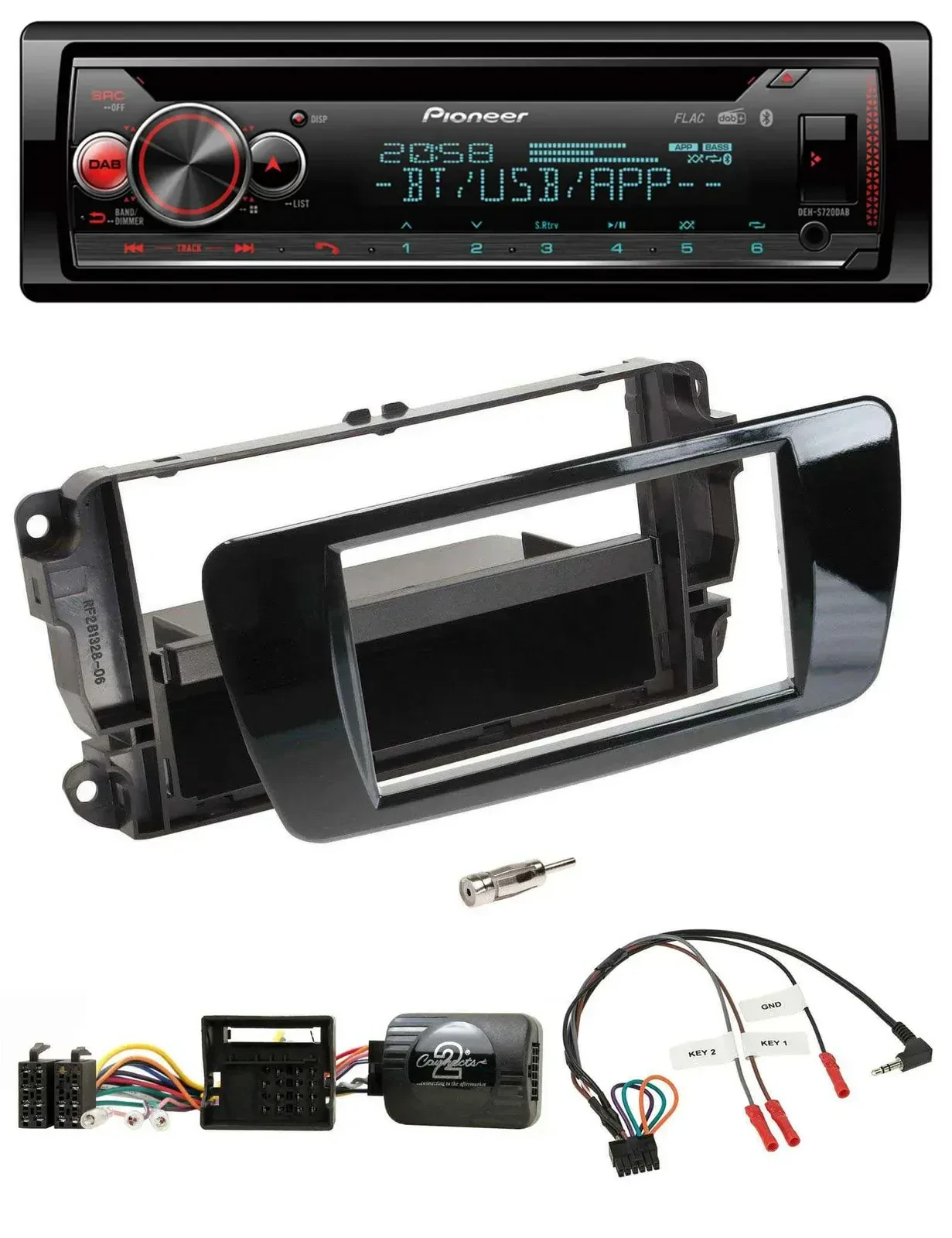 Автомагнитола Pioneer DAB, CD, Bluetooth, USB для Seat Ibiza, черный (рояльный лак)