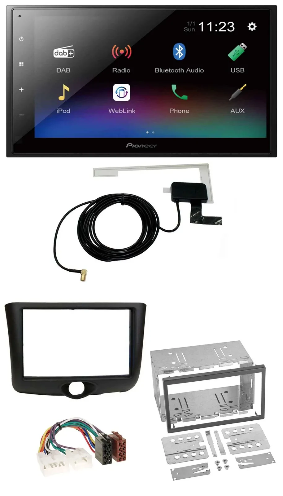 Автомагнитола Pioneer 2DIN, DAB, MP3, Bluetooth, USB для Toyota Yaris (1999–2003)