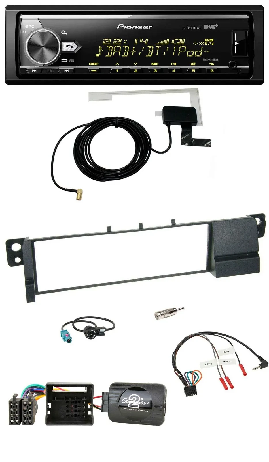 Pioneer Bluetooth DAB USB Lenkrad Autoradio für BMW 3er E46 2001-2007 Quadlock