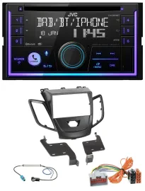 JVC MP3 USB 2DIN DAB Bluetooth CD Autoradio für Ford Fiesta 08-10 schwarz