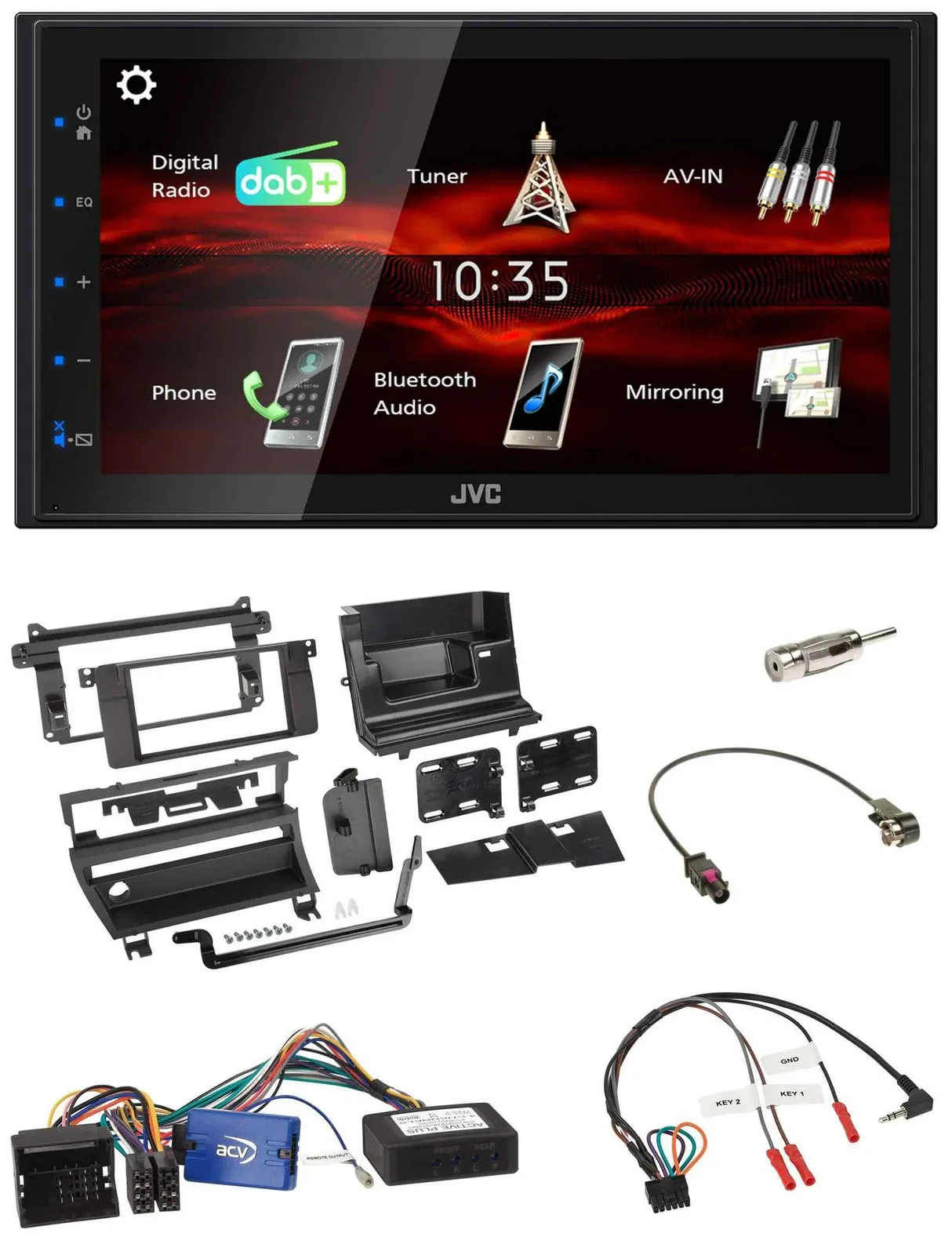 JVC USB Bluetooth Lenkrad DAB 2DIN Autoradio für BMW 3er E46 02-06 1 Schalteröff