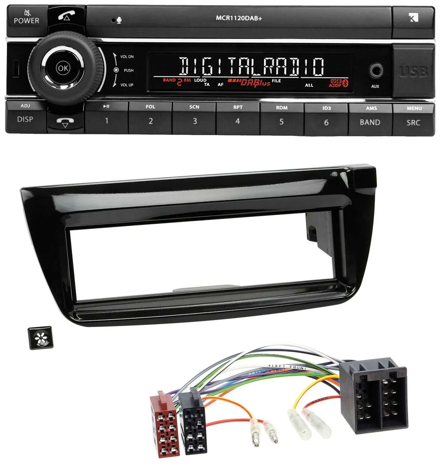 Kienzle Bluetooth MP3 USB DAB Autoradio für Opel Combo ab 11 Fiat Doblo 12-15