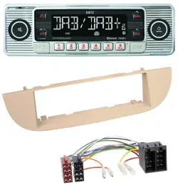Dietz Bluetooth MP3 DAB USB Autoradio für Fiat 500 ab 2007 perlgrau beige