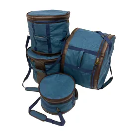 Barton GSP Premium 4Piece Drum Bag Set 10x7/12x8/16x16/22x14 Blue & Brown Oxford