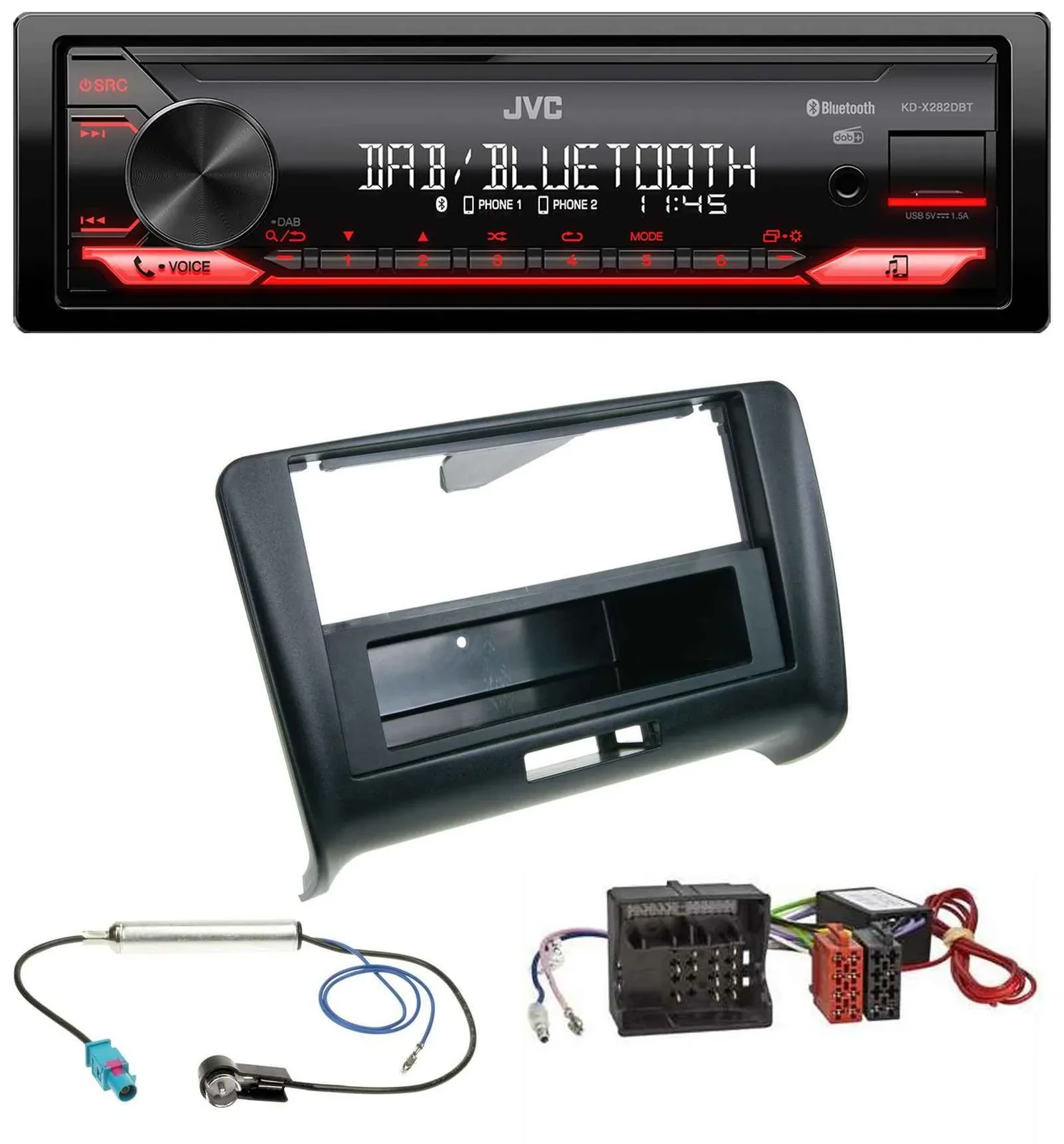 JVC Bluetooth USB DAB MP3 Autoradio für Audi TT 06-14 Aktivsystem Quadlock