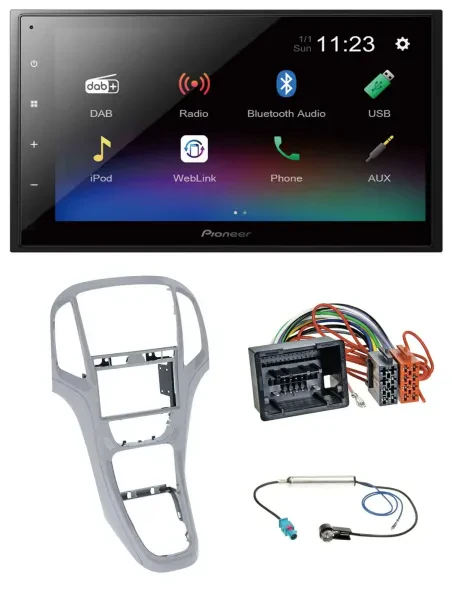 Pioneer USB Bluetooth DAB 2DIN MP3 Autoradio für Opel Astra J ab 2009 Platinsilb