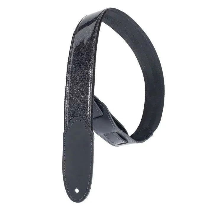 Henry Heller 2" Wide Black Sparkle Vinyl Adjustable Guitar Strap HMOD2-07