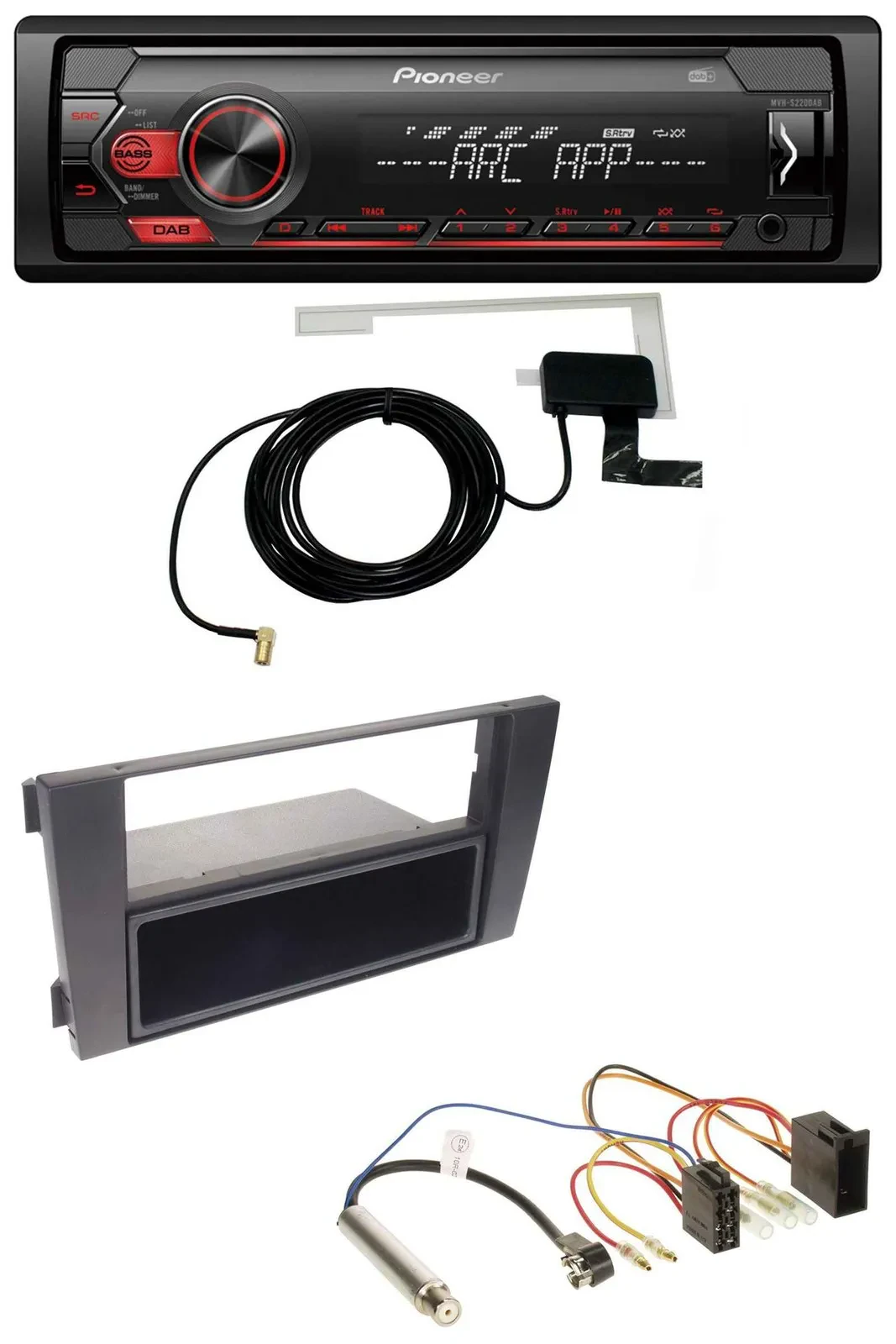 Автомагнитола Pioneer 1-DIN USB DAB MP3 AUX для Audi A6 C5 (2001–2005), ISO
