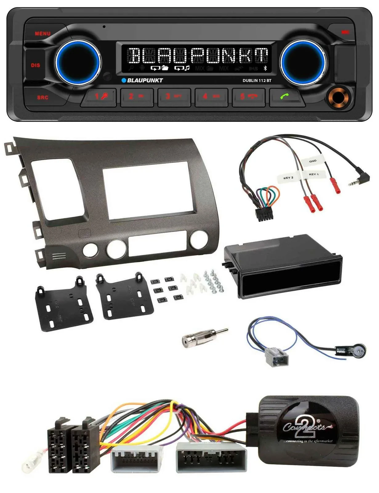 Blaupunkt MP3 Bluetooth USB Lenkrad Autoradio für Honda Civic Hybrid 2006-2010 a