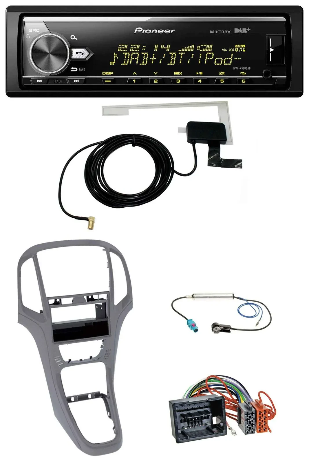 Автомагнитола для Opel Astra J (с 2009) Pioneer Bluetooth, DAB, USB, MP3 титан серый