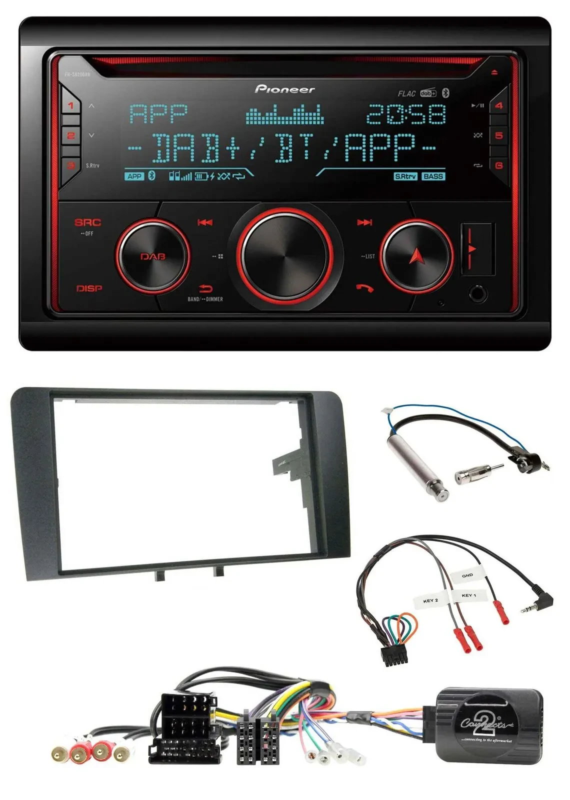 Pioneer 2DIN DAB Lenkrad Bluetooth USB CD Autoradio für Audi A3 Symphony ISO 8P