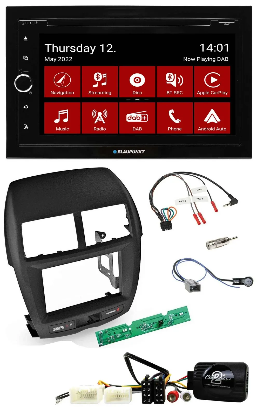 Blaupunkt Lenkrad DVD Bluetooth DAB 2DIN USB Autoradio für Mitsubishi ASX 2010-2