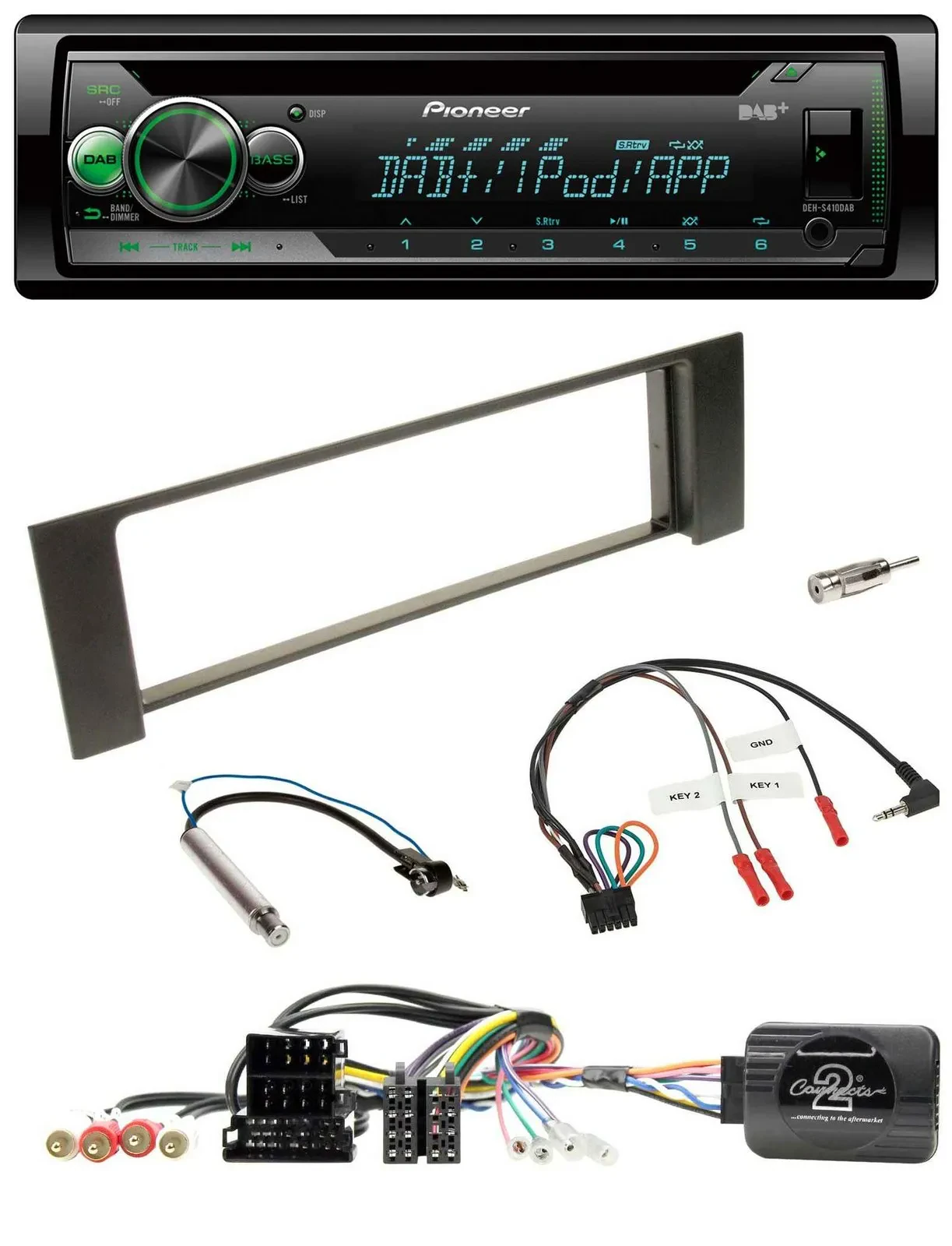 Автомагнитола Pioneer CD, USB, MP3, DAB для Audi A4 2000–2004, с поддержкой кнопок на руле, CAN-Bus, ISO