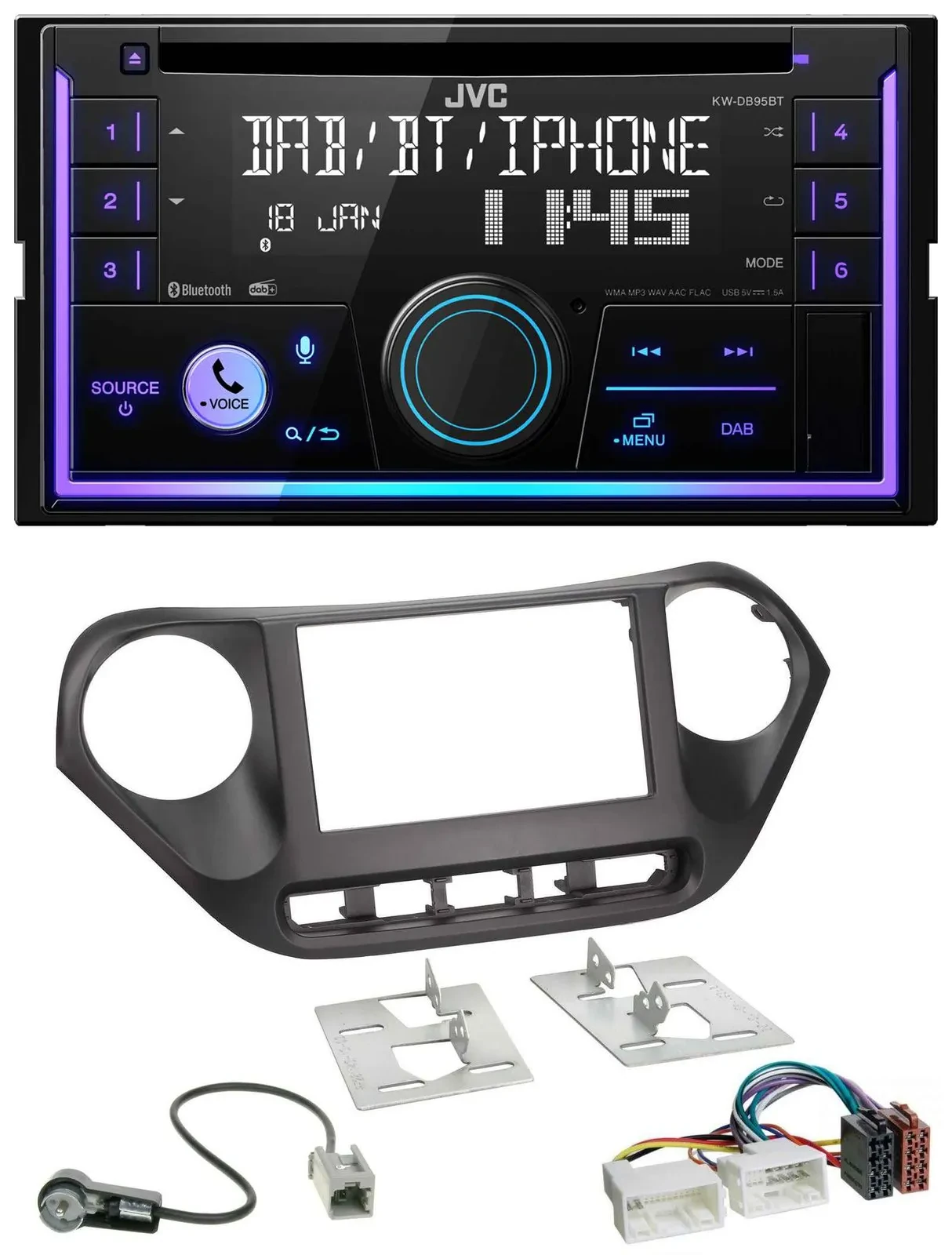 JVC MP3 USB 2DIN DAB Bluetooth CD Autoradio für Hyundai i10 (ab 2013)