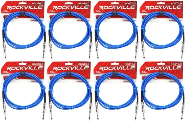 Инструментальный кабель Rockville RCGT6.0BL Blue 1.8 м (8 штук)