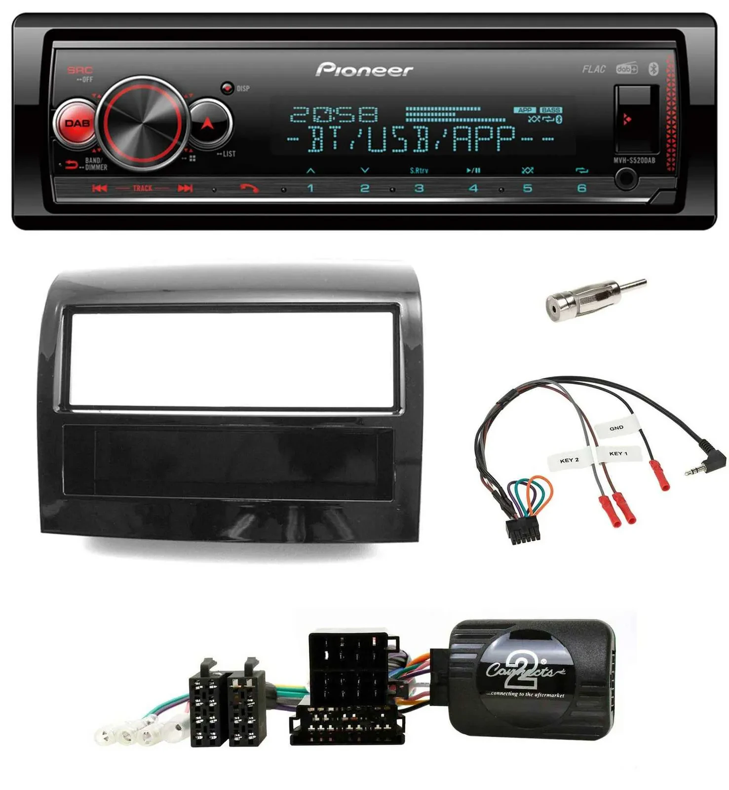 Pioneer Bluetooth USB Lenkrad DAB Autoradio für Fiat Ducato 2012-2015 Piano