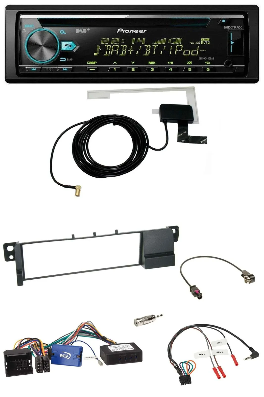 Pioneer MP3 Lenkrad CD USB DAB Autoradio für BMW 3er E46 01-07 schwarz