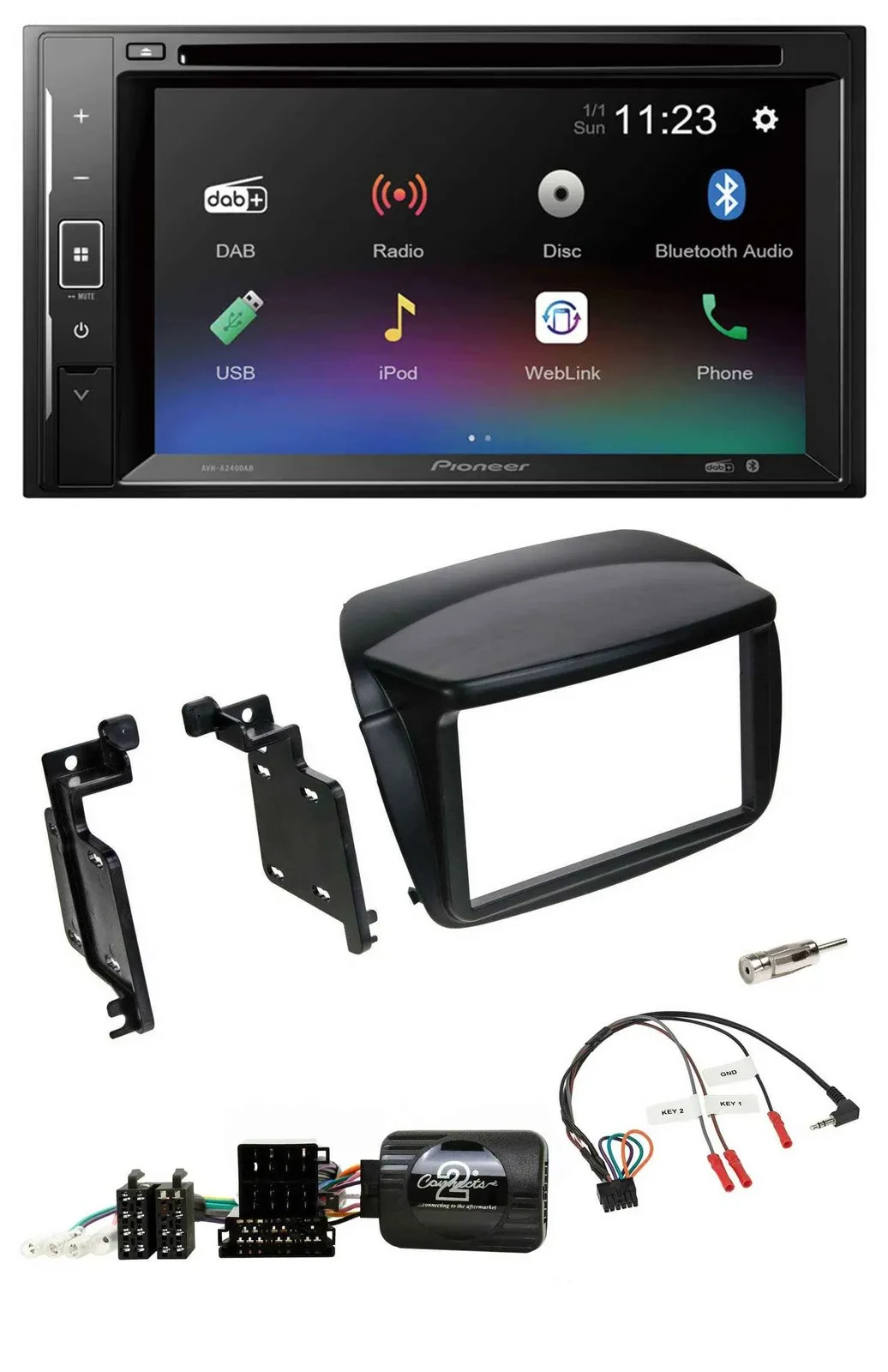 Pioneer Bluetooth Lenkrad USB 2DIN DAB DVD Autoradio für Fiat Doblo ab 2010 Opel
