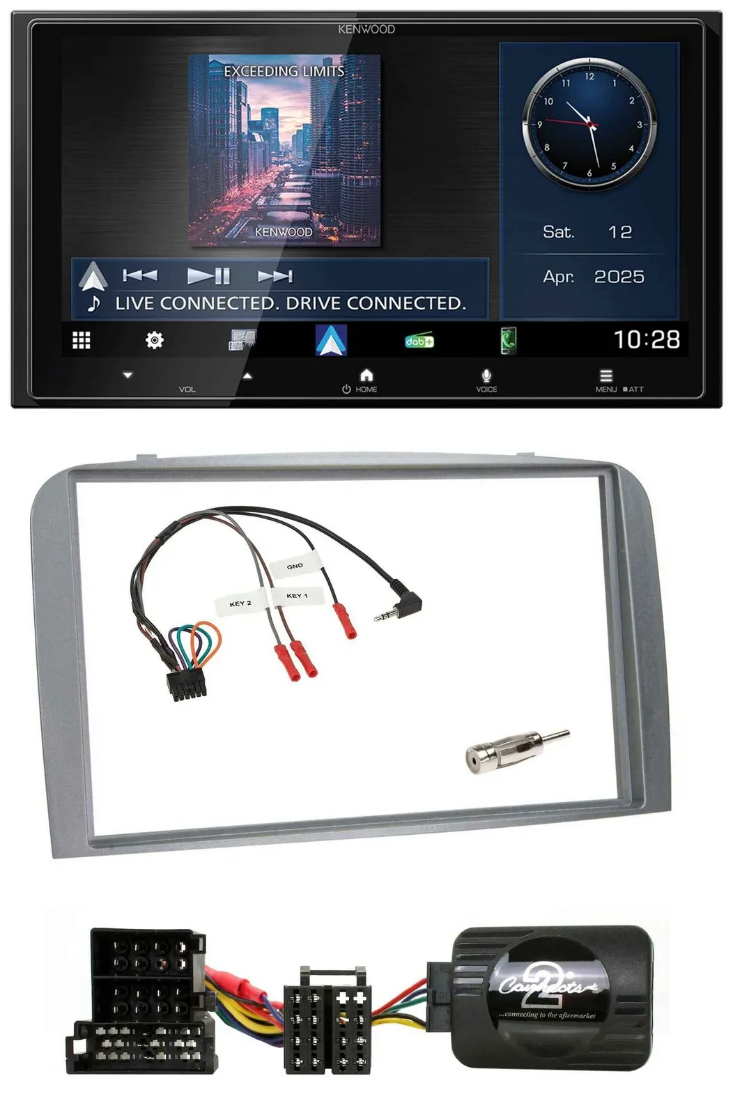 Kenwood Bluetooth 2DIN USB DAB Lenkrad Autoradio für Alfa Romeo 147 GT 04-10 sil