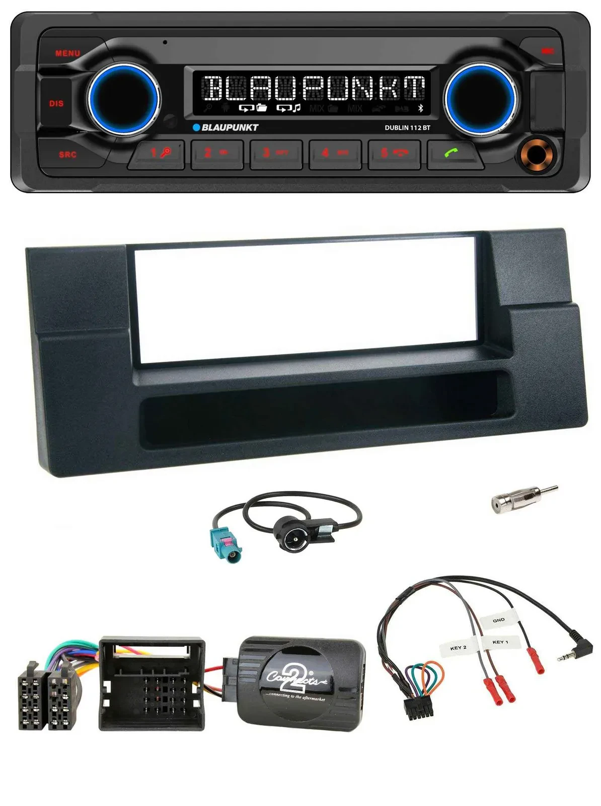 Blaupunkt MP3 Bluetooth USB Lenkrad Autoradio für BMW 5er E39 X5 Quadlock Ablage