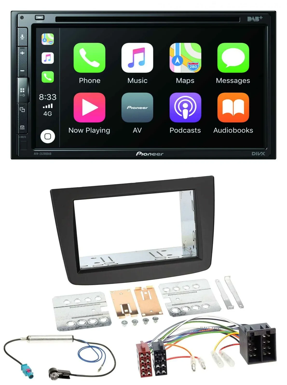 Автомагнитола Pioneer 2DIN DVD, DAB, Bluetooth, USB для Alfa Romeo Mito 2008–2014 (955)