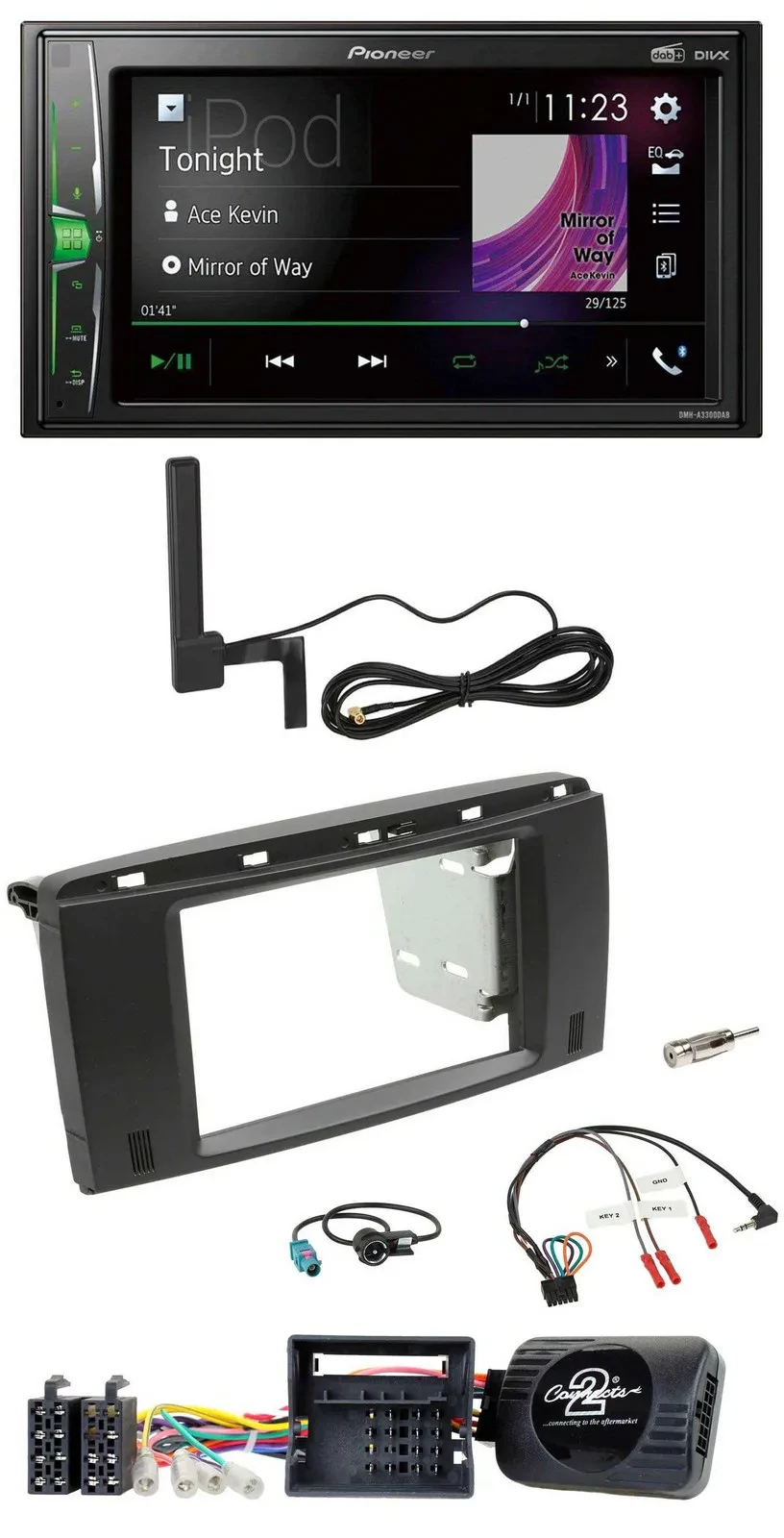 Автомагнитола для Mercedes SLK R171 (2008–2011) Pioneer 2DIN, DAB, Bluetooth, MP3