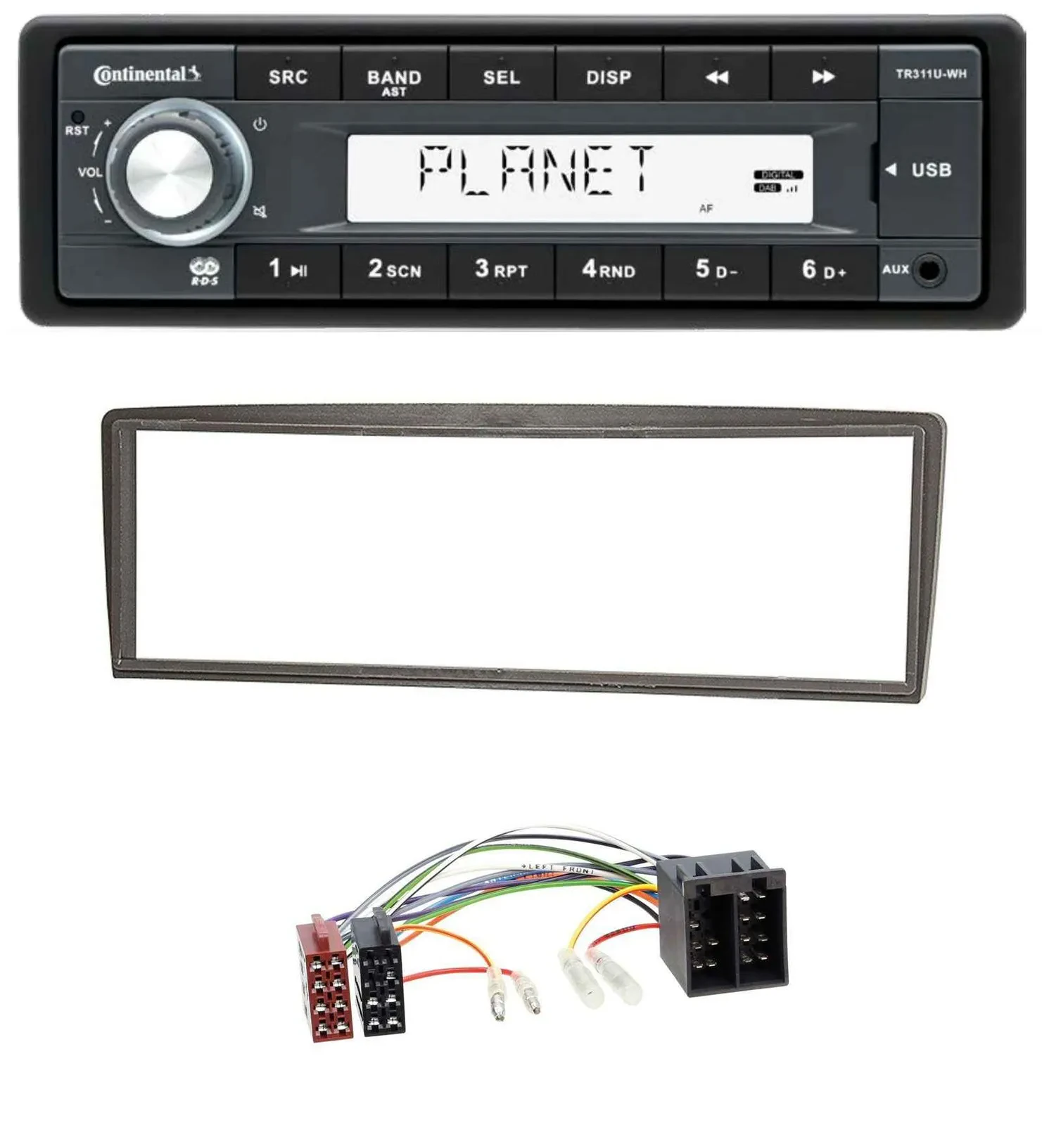 Автомагнитола Continental 1-DIN USB MP3 AUX для Alfa Romeo GTV (с 2004)