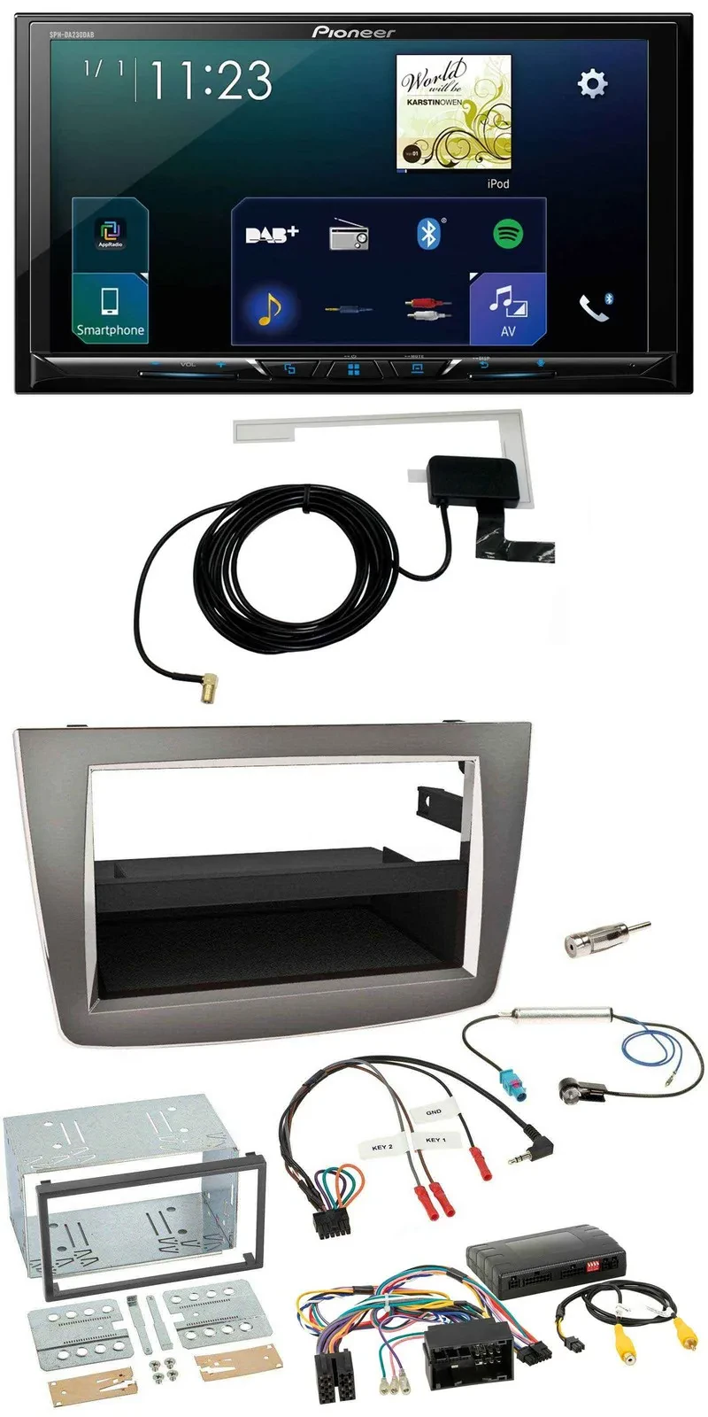 Pioneer 2DIN DAB USB Lenkrad Bluetooth Autoradio für Alfa Romeo Mito silber 14-1