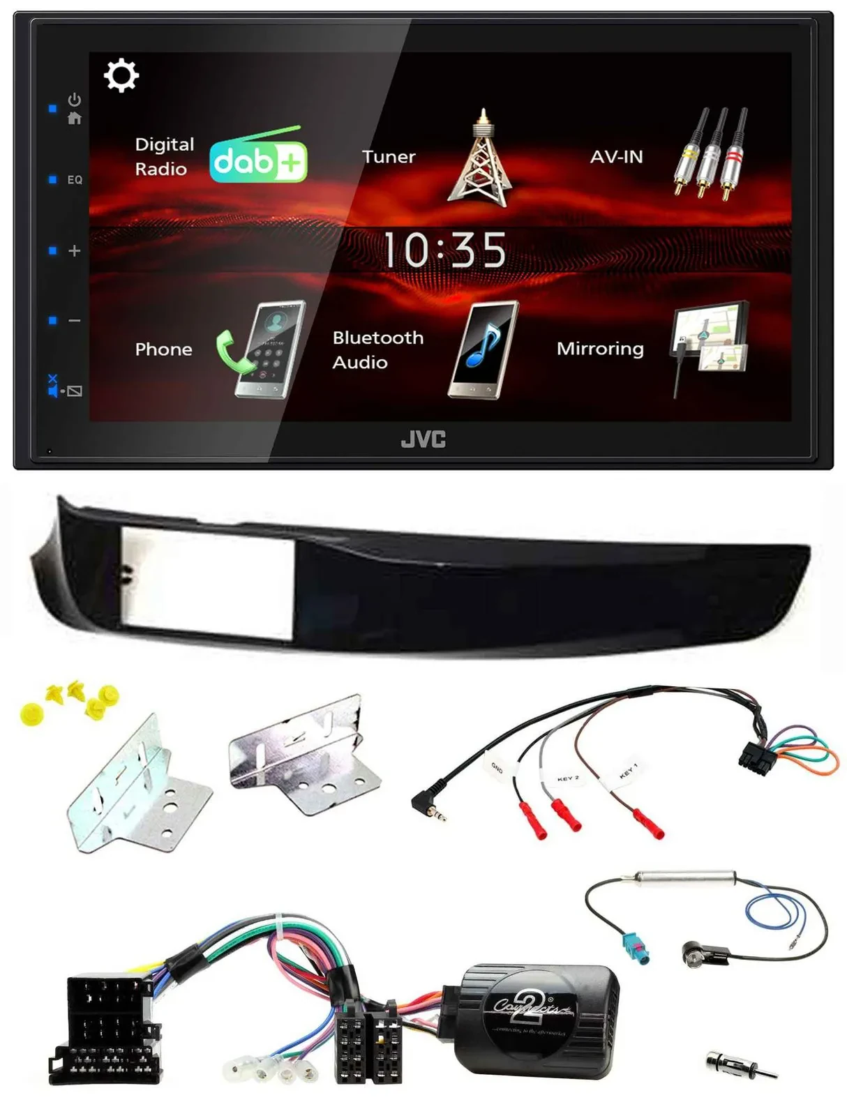 JVC USB Bluetooth Lenkrad DAB 2DIN Autoradio für Alfa Giulietta 940 10-14 schwar