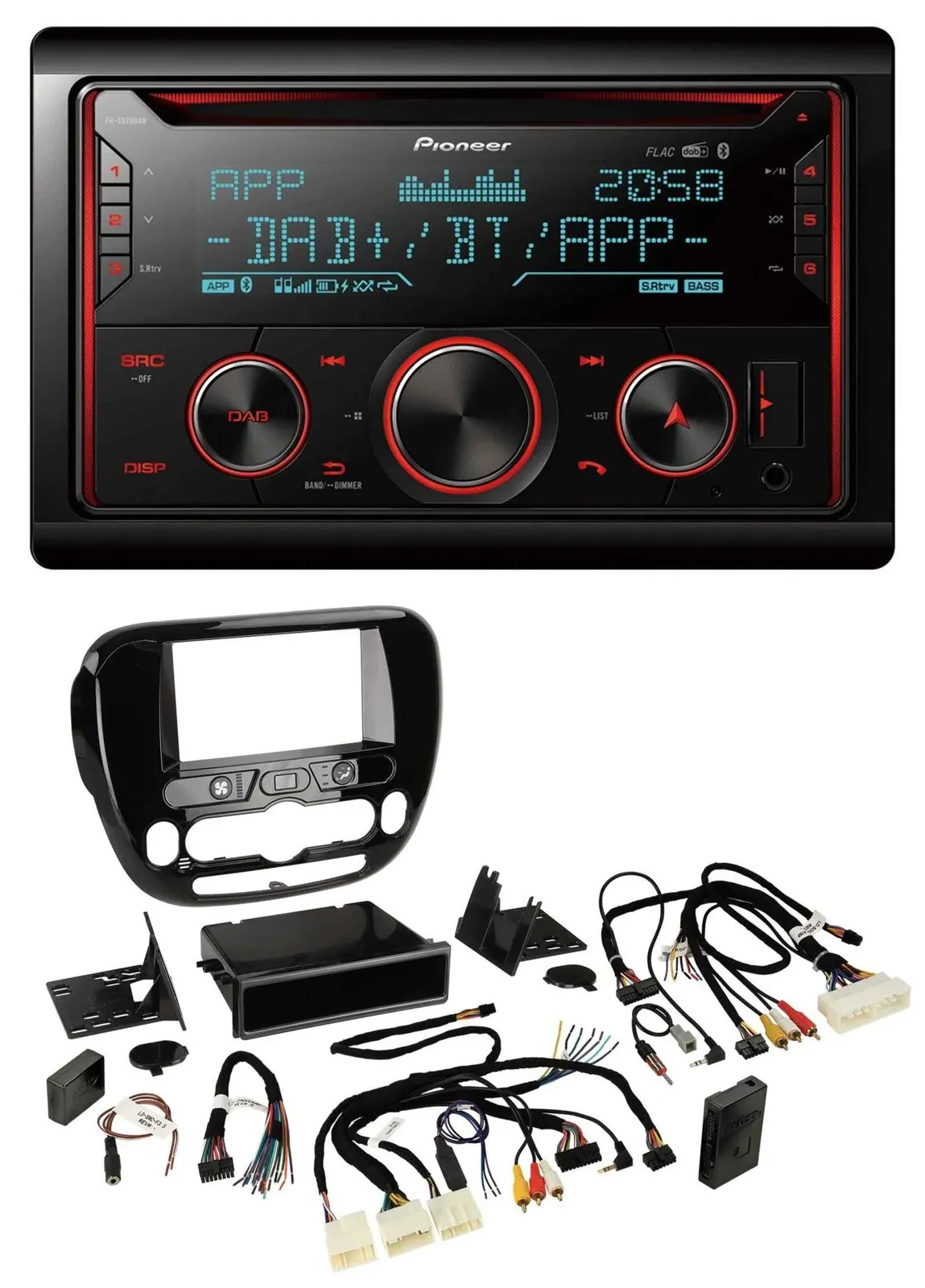 Автомагнитола для Kia Soul (с 2014) Pioneer 2DIN, DAB, Bluetooth, USB, CD, поддержка управления на руле, совместима с климат-контролем