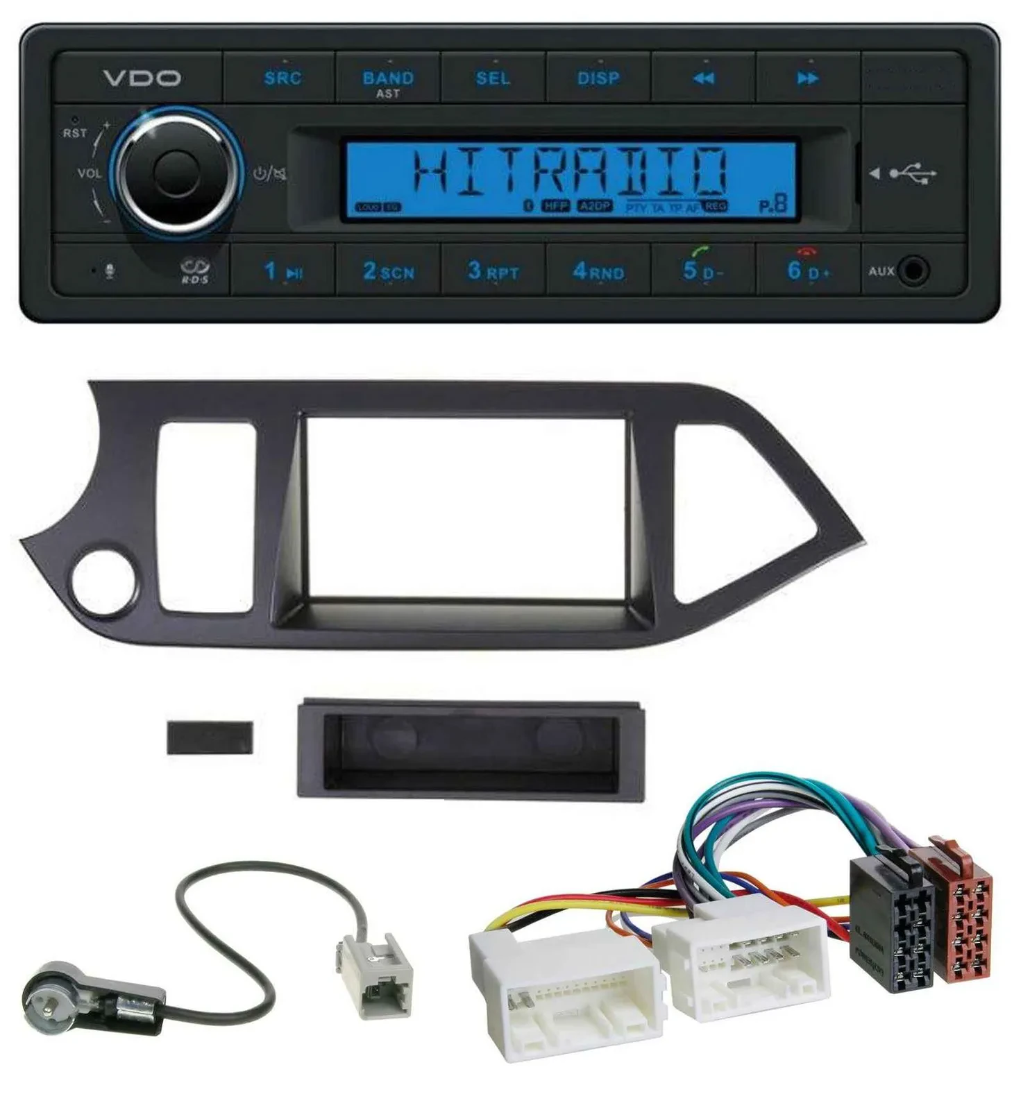VDO AUX Bluetooth USB MP3 Autoradio für Kia Picanto ab 2011 Start-Stop