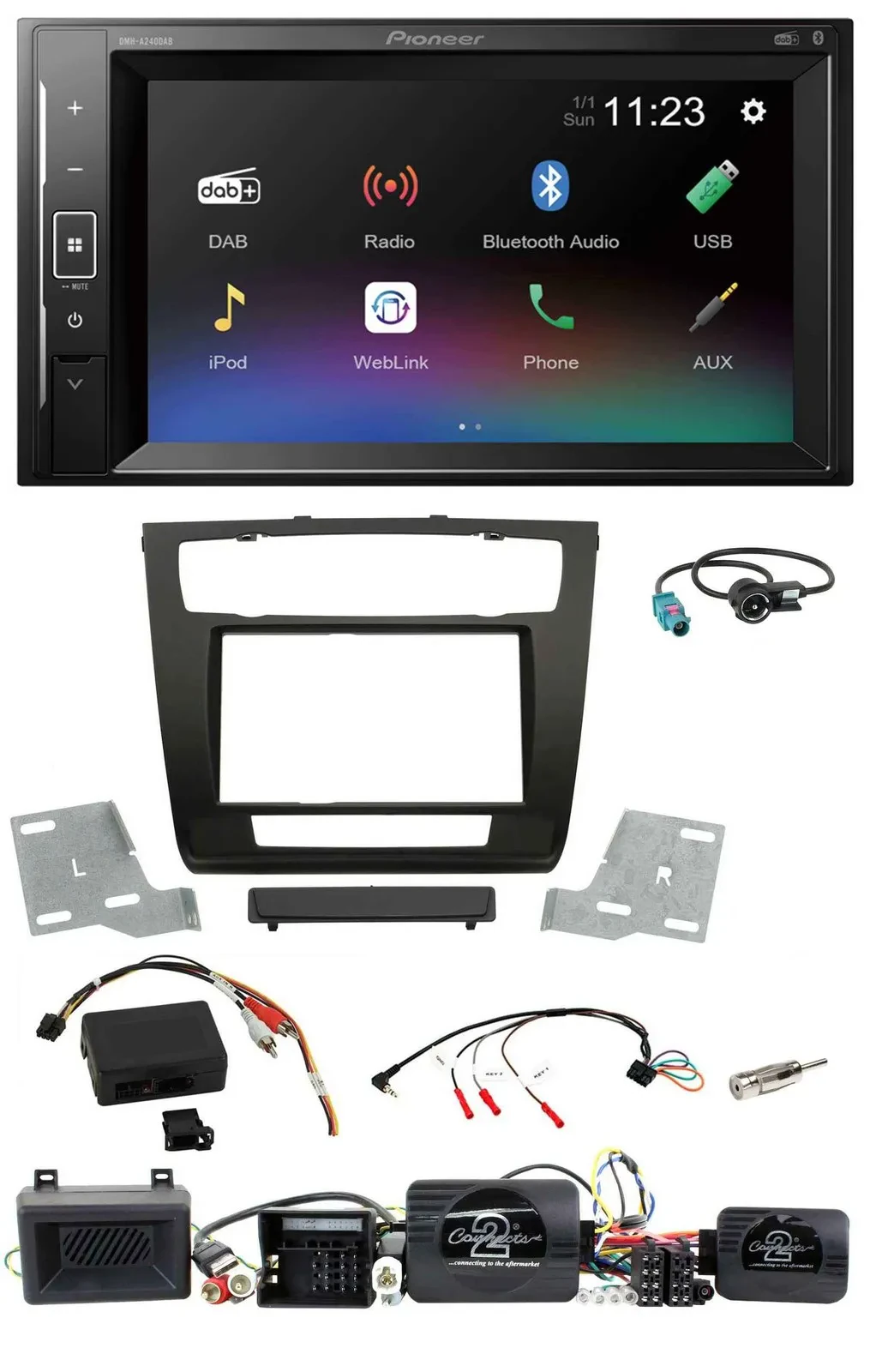 Pioneer DAB Lenkrad 2DIN Bluetooth USB Autoradio für BMW 1er Aktiv PDC aut. Klim