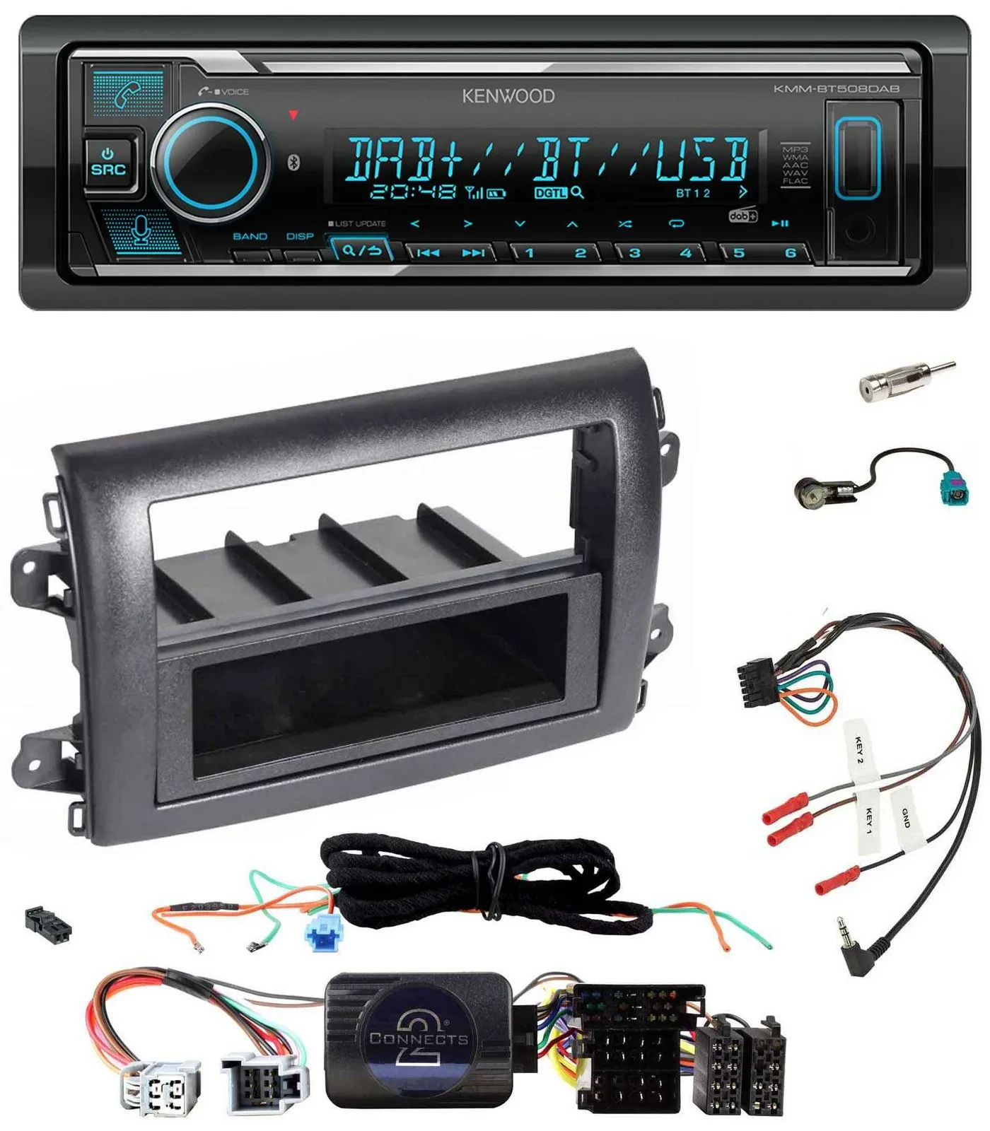 Kenwood Bluetooth Lenkrad DAB USB Autoradio für Fiat Ducato Serie 8 ab 2021