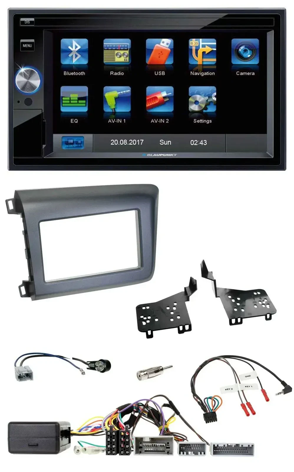 Blaupunkt SD USB TMC Bluetooth 2DIN Lenkrad Navigation für Honda Civic US Modell
