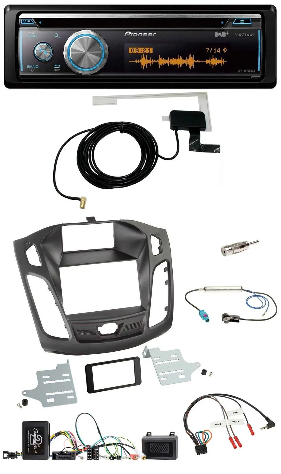 Автомагнитола для Ford Focus (2011–2014) Pioneer Bluetooth DAB USB CD с управлением на руле