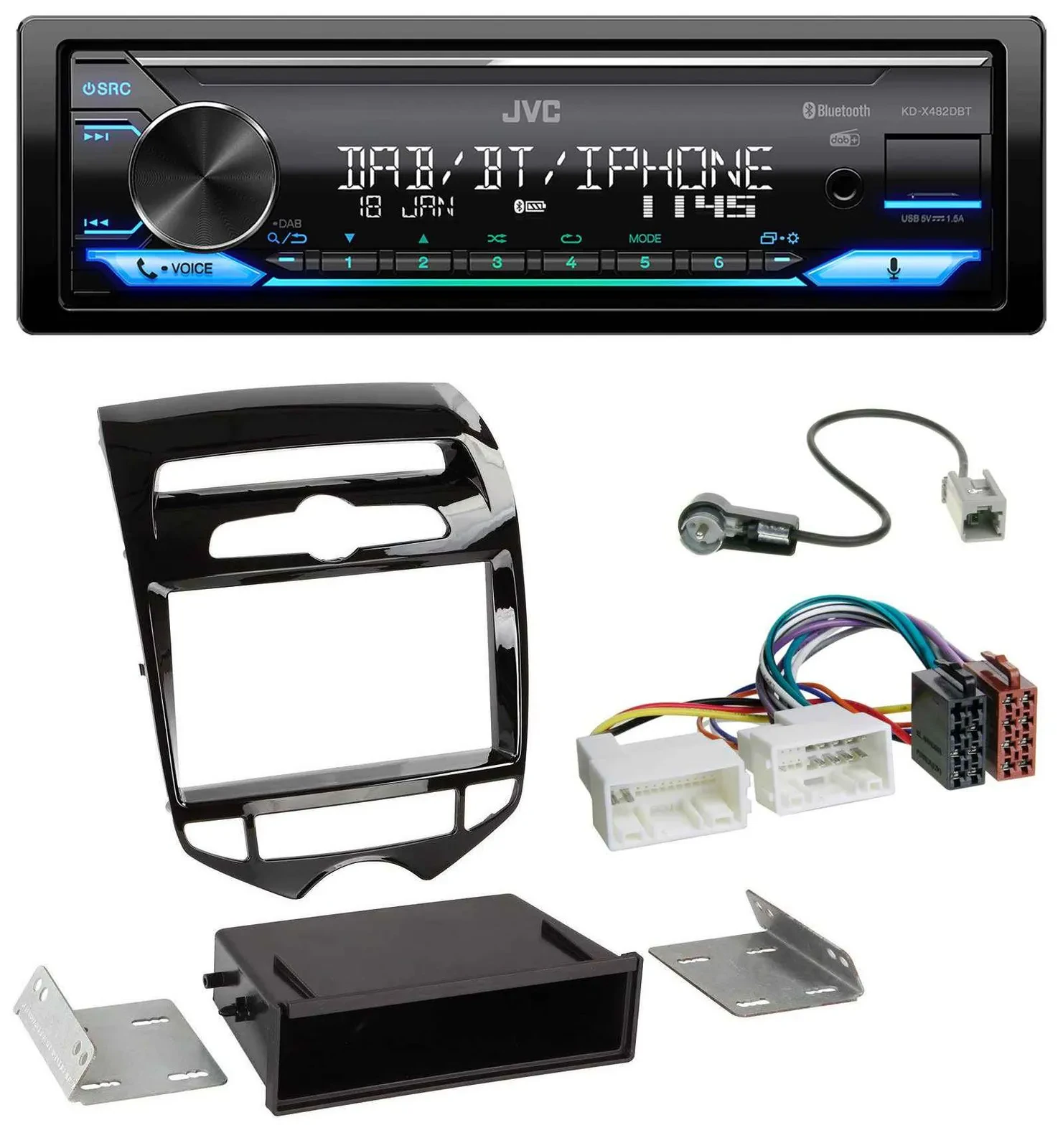Автомагнитола JVC Bluetooth DAB USB MP3 для Hyundai ix20 (с 2010, для автоматического климат-контроля)