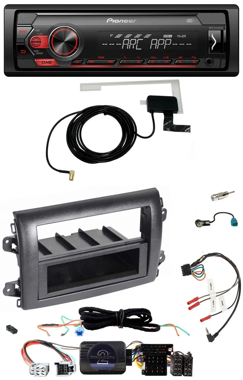 Pioneer 1DIN USB DAB MP3 Lenkrad Autoradio für Fiat Ducato Serie 8 ab 2021