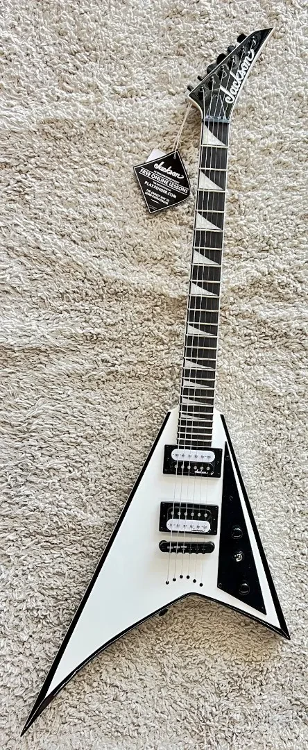 Jackson Model JS32T Rhoads White w/black 24 Fret String Thru Electric - Demo