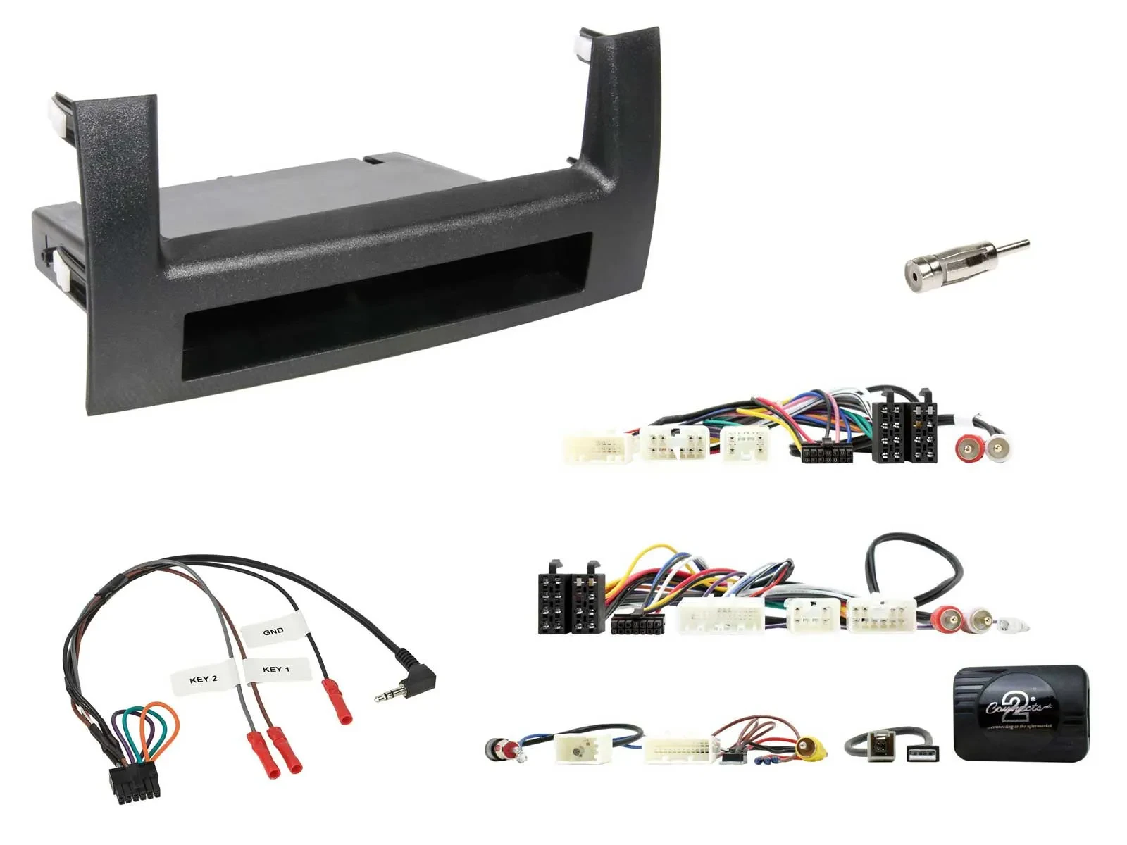 Установочный комплект для автомагнитолы Caraudio24 для Toyota Prius 2004–2009 с адаптером кнопок на руле, 1 DIN с выводом изображения камеры заднего вида